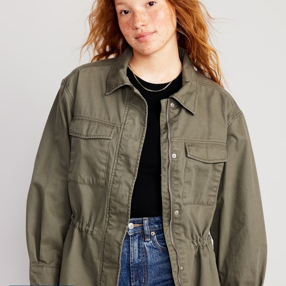NWT OLD NAVY Cinched-Waist Utility Jacket Color: Stone Wall SIZE SMALL - Picture 1 of 5